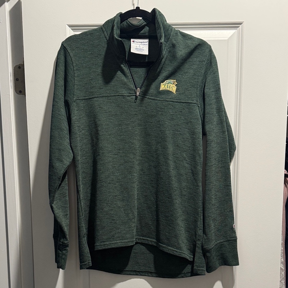 GMU Champion Forest Green Quarter-Zip Pullover